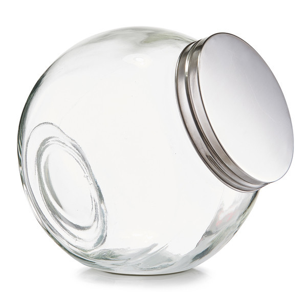 Borcan cu capac transparent/argintiu din sticla si metal 1,2 L Candy Jar Maxi Zeller