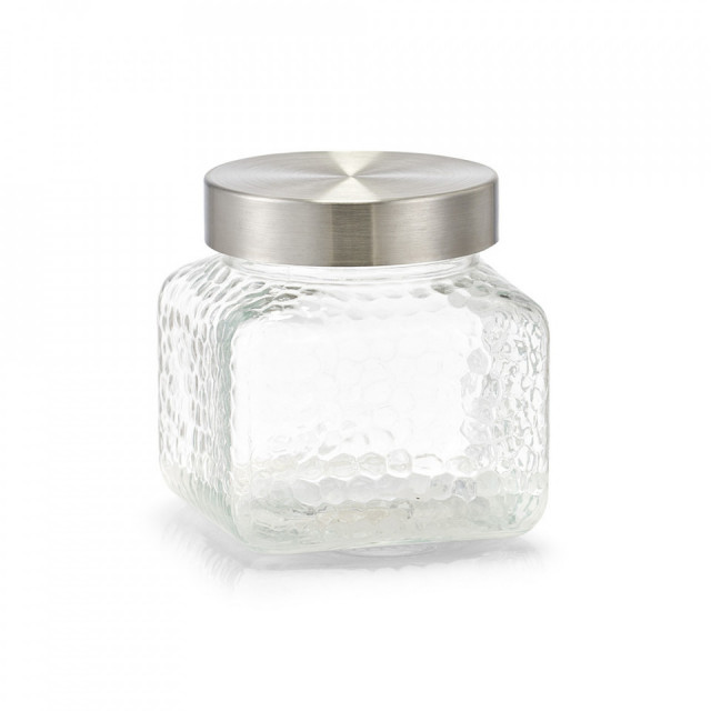 Borcan cu capac transparent/argintiu din sticla si plastic 1250 ml Honeycomb Zeller
