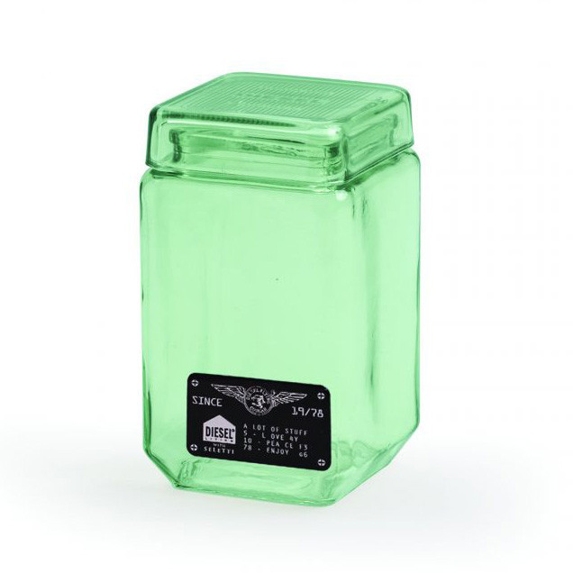 Borcan cu capac verde din sticla 11x19 cm Industrial Seletti