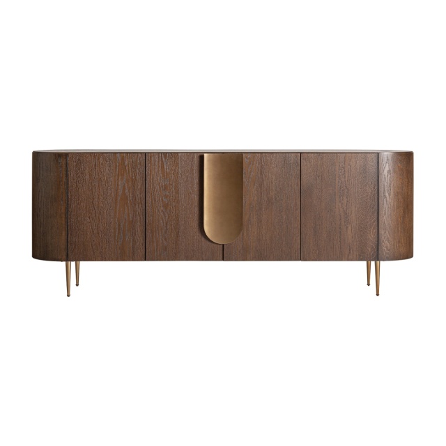 Bufet inferior maro/auriu din lemn 220 cm Treignac Vical Home