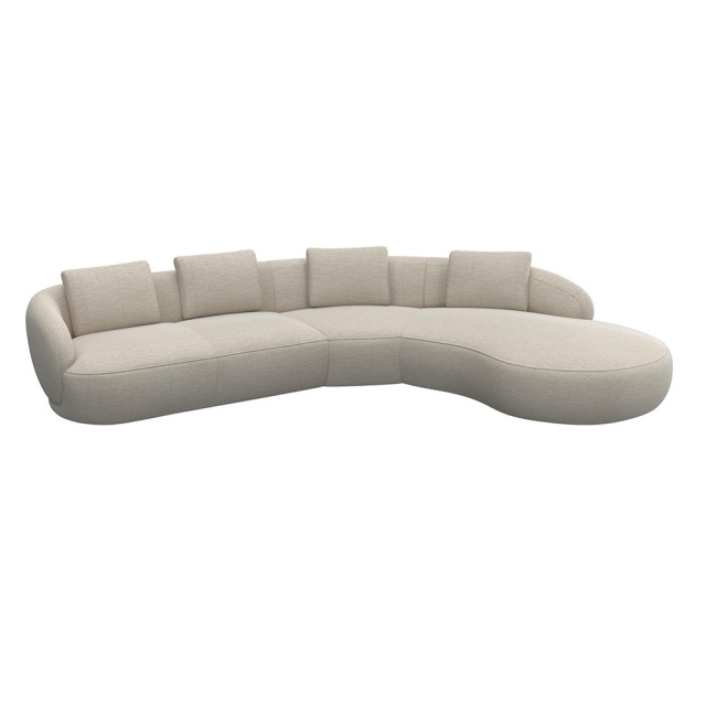 Canapea cu colt alb antic din textil pentru 2.5 persoane Torino Right Flexlux