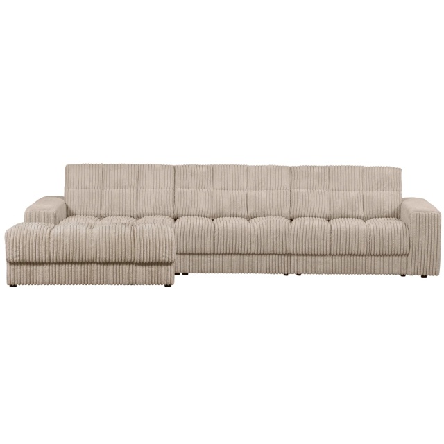 Canapea cu colt crem din textil 316 cm Second Date Rib Ferra Left Woood