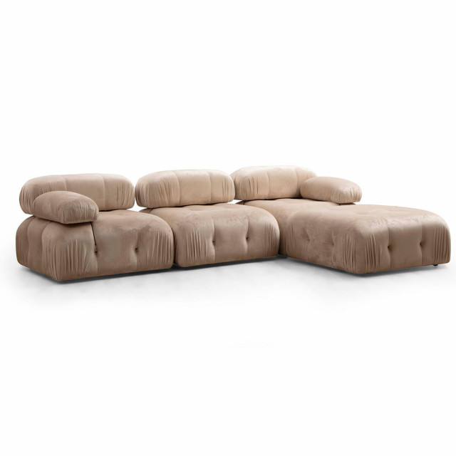 Canapea cu colt crem din textil pentru 3 persoane Bubble Right The Home Collection