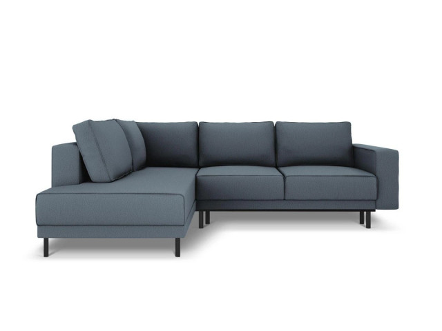 Canapea cu colt extensibila albastru din textil pentru 5 persoane CaroLeft Besolux