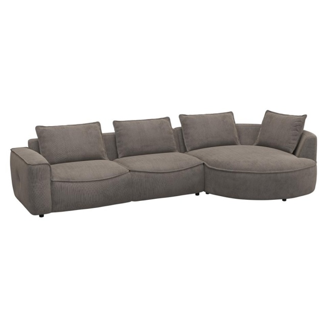 Canapea cu colt grej din textil pentru 2.5 persoane Samone Right Flexlux