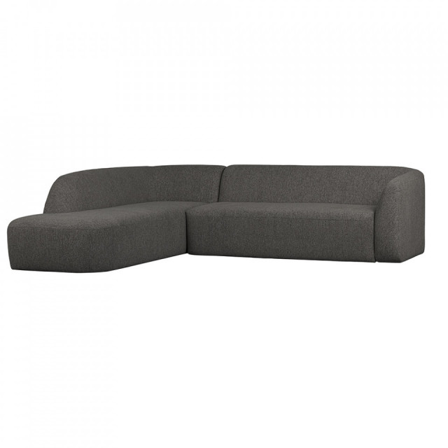 Canapea cu colt gri/neagra din textil 225 cm Sloping Left BePureHome