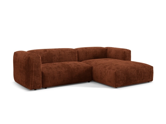 Canapea cu colt modulara maro caramiziu din catifea pentru 2 persoane Martina Corduroy Right Besolux