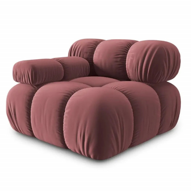 Canapea cu colt modulara roz din catifea pentru 1 persoana Bellis Left Besolux