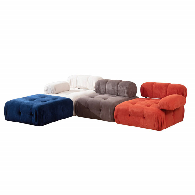 Canapea cu colt multicolora din textil pentru 3 persoane Doblo Right The Home Collection