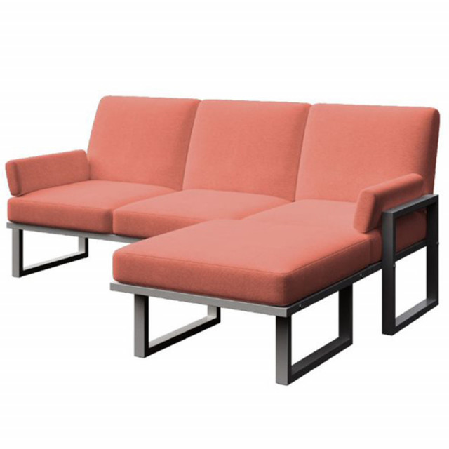 Canapea cu colt pentru exterior rosu corai/gri antracit din olefina si otel 205 cm Soledo Mesonica
