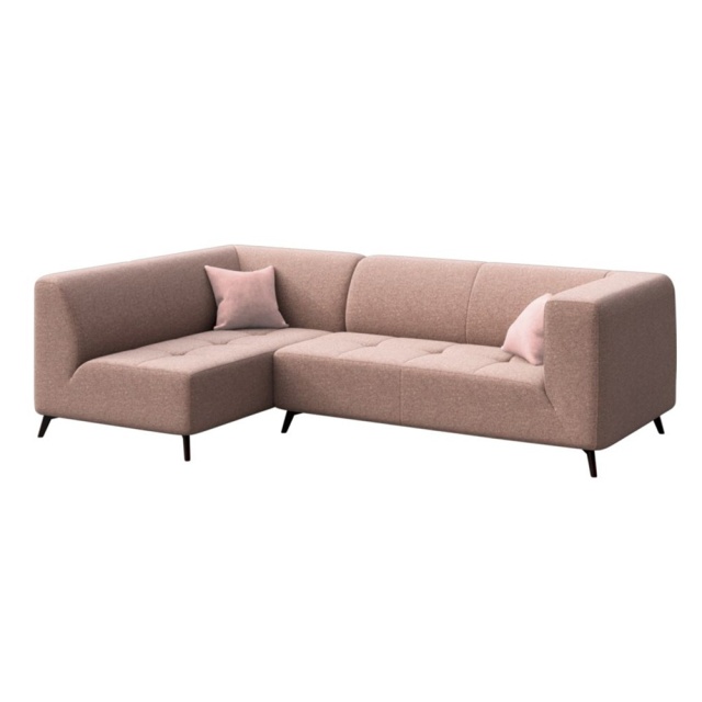 Canapea cu colt roz somon din textil pentru 4 persoane Toro Left Mesonica