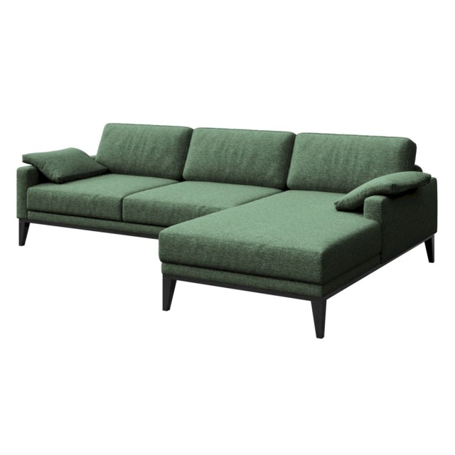 Canapea cu colt verde inchis din textil pentru 4 persoane Musso Right Mesonica