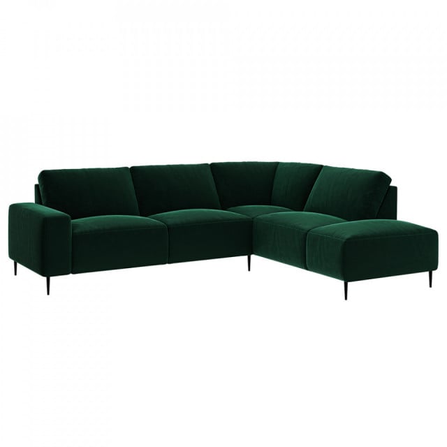 Canapea cu colt verde inchis din textil pentru 4 persoane Tendo Right Mesonica
