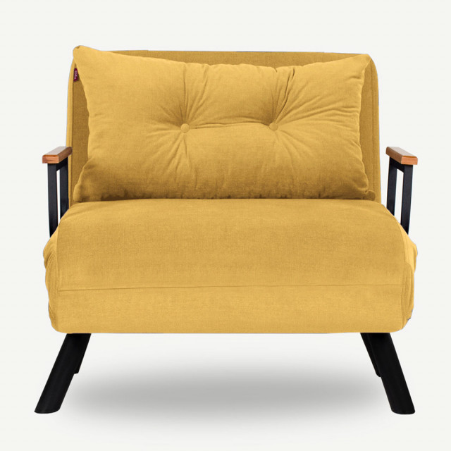 Canapea extensibila galben mustar din textil pentru 1 persoana Sando The Home Collection