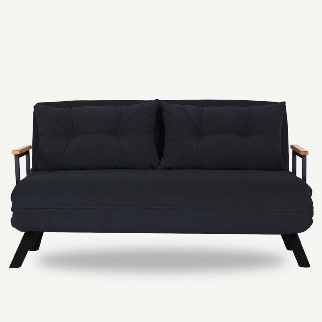 Canapea extensibila neagra din textil pentru 2 persoane Sando The Home Collection