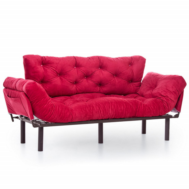 Canapea extensibila rosie din textil pentru 3 persoane Nitta The Home Collection