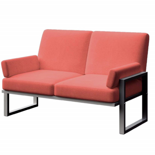 Canapea exterior rosu corai/gri antracit din olefina si otel pentru 2 persoane Soledo Mesonica