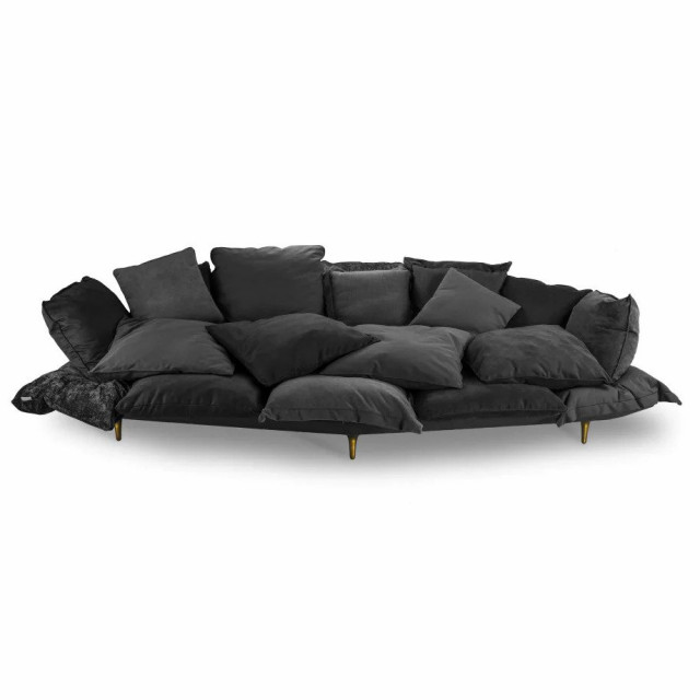 Canapea gri carbune din textil si metal 301 cm Comfy Seletti