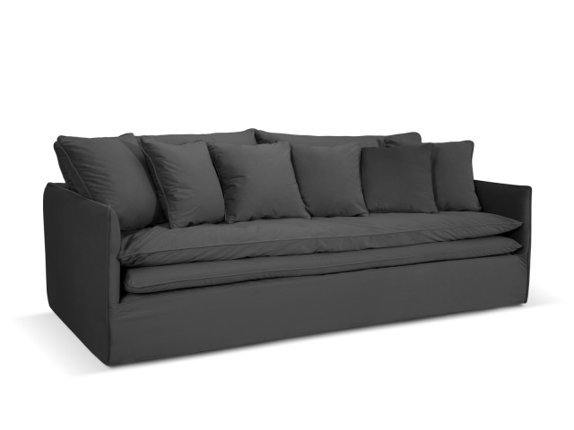 Canapea gri din catifea pentru 4 persoane Boho Blu Besolux