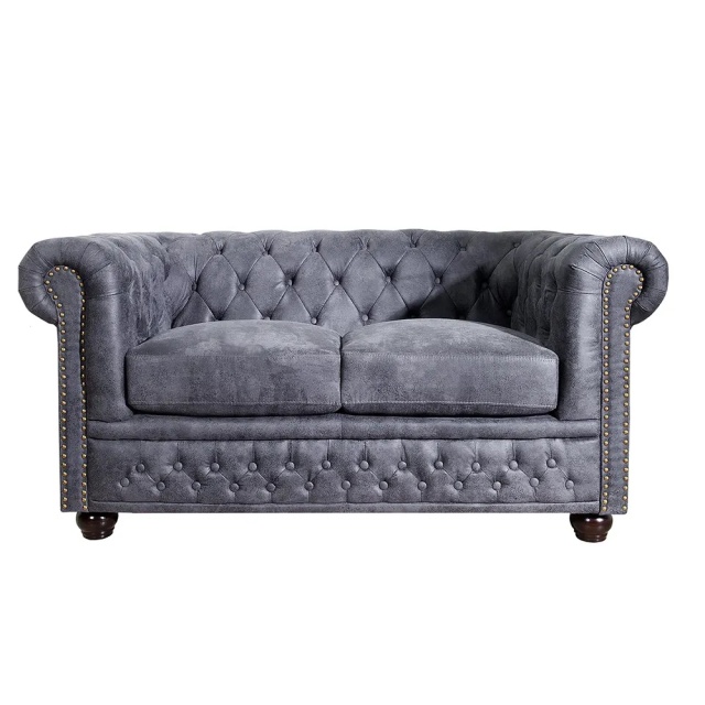 Canapea gri din textil pentru 2 persoane Chesterfield The Home Collection