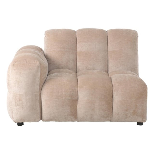 Canapea modulara bej din catifea 132 cm Hackman Corner Left Dutchbone