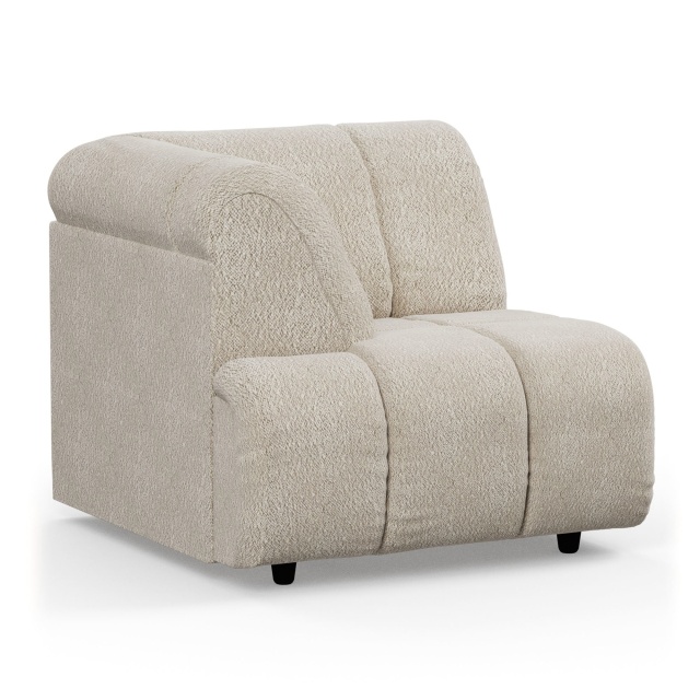 Canapea modulara crem din textil 98 cm Wave Boucle High Left HKliving