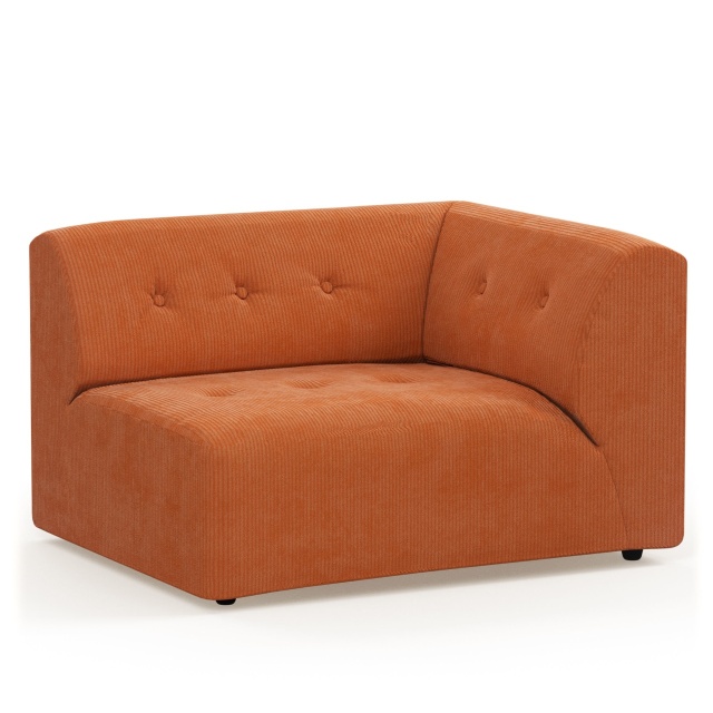 Canapea modulara portocalie din textil pentru 1,5 persoane Vint Corduroy Right HKliving