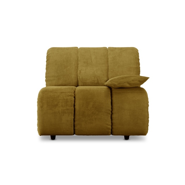 Canapea modulara verde oliv din catifea 98 cm Wave Low Royal Right HKliving