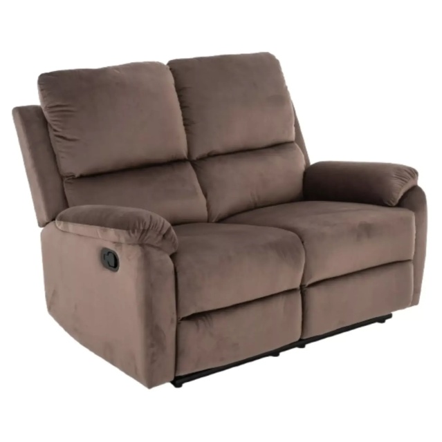 Canapea recliner maro cappuccino din catifea pentru 2 persoane Spencer The Home Collection