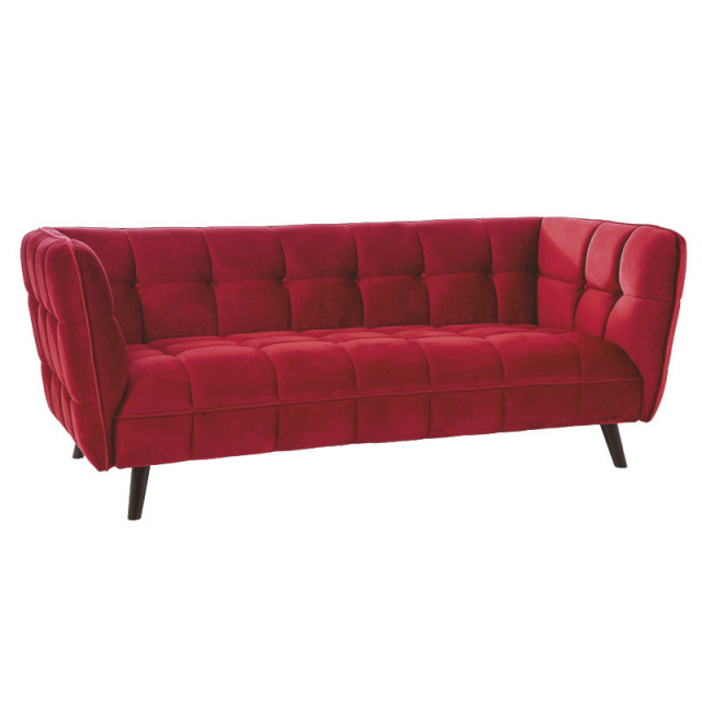 Canapea rosie bordo din catifea pentru 3 persoane Castello The Home Collection