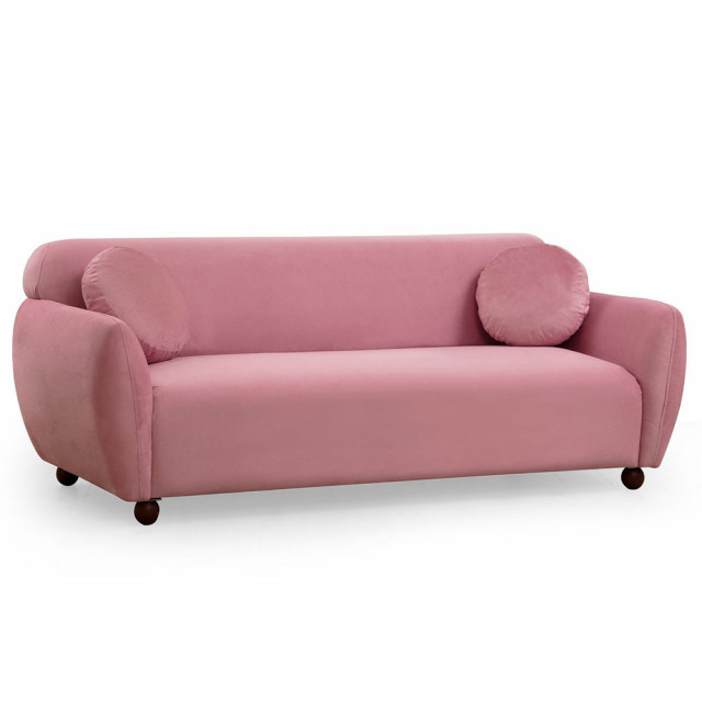 Canapea roz prafuit din textil pentru 3 persoane Eddy The Home Collection