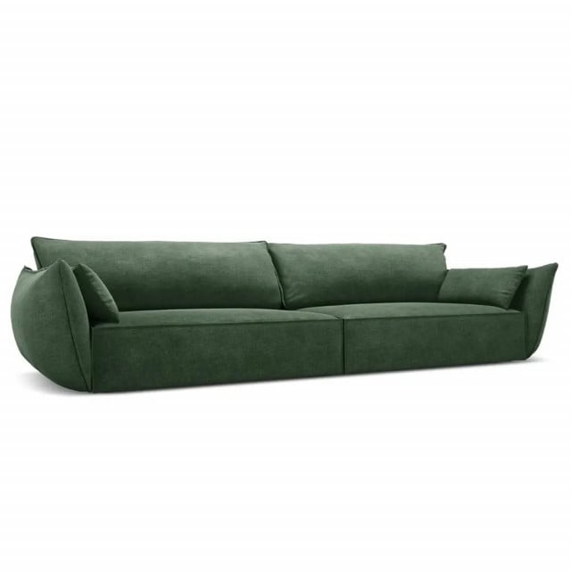 Canapea verde inchis din textil si lemn de pin pentru 4 persoane Kaelle Besolux