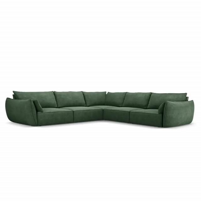 Canapea verde inchis din textil si lemn de pin pentru 5 persoane Kaelle Besolux