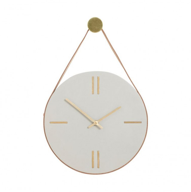 Ceas de perete rotund alb/maro din ciment 30 cm Drop Hubsch