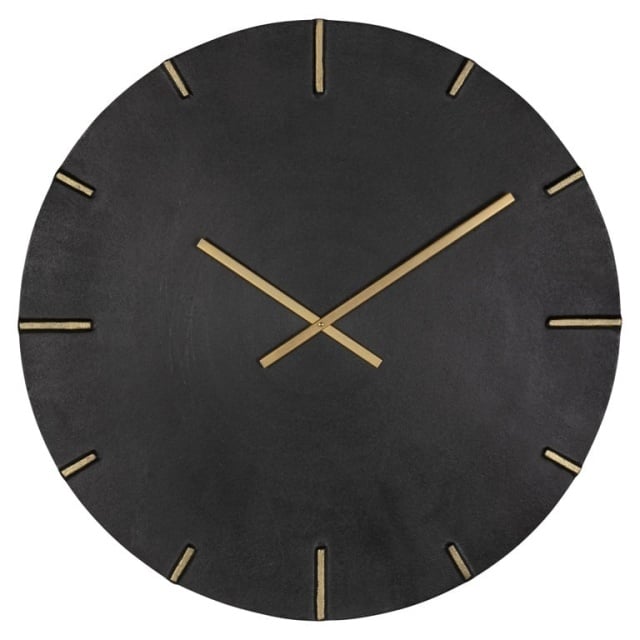 Ceas de perete rotund negru/auriu din metal 74 cm Bilal Richmond Interiors