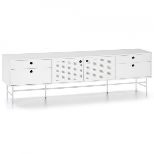 Comoda TV alba din metal 180 cm Punto Teulat