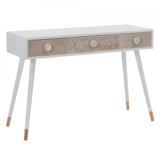 Consola alba/maro din lemn 110 cm Lorby The Home Collection