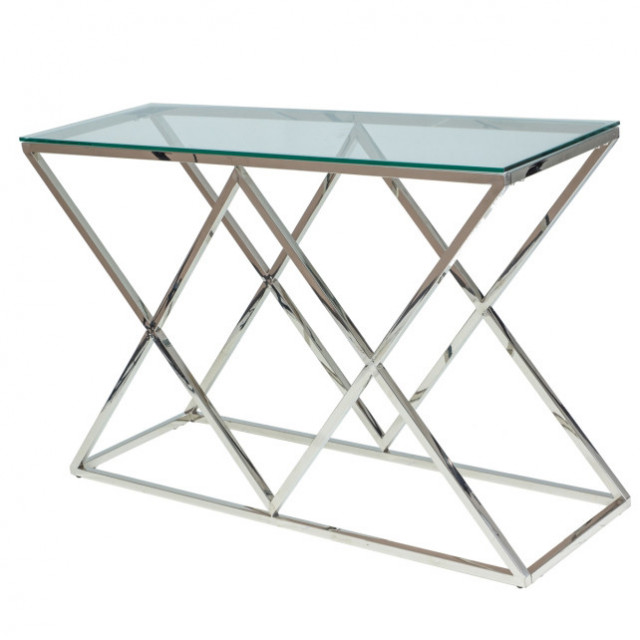 Consola argintie din metal 120 cm Zegna The Home Collection