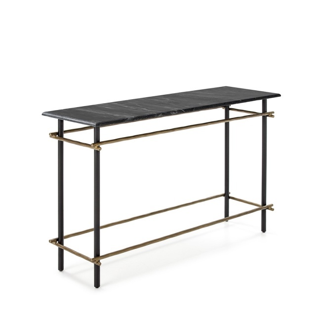 Consola neagra/ aurie din marmura 122 cm Lander Thai Natura