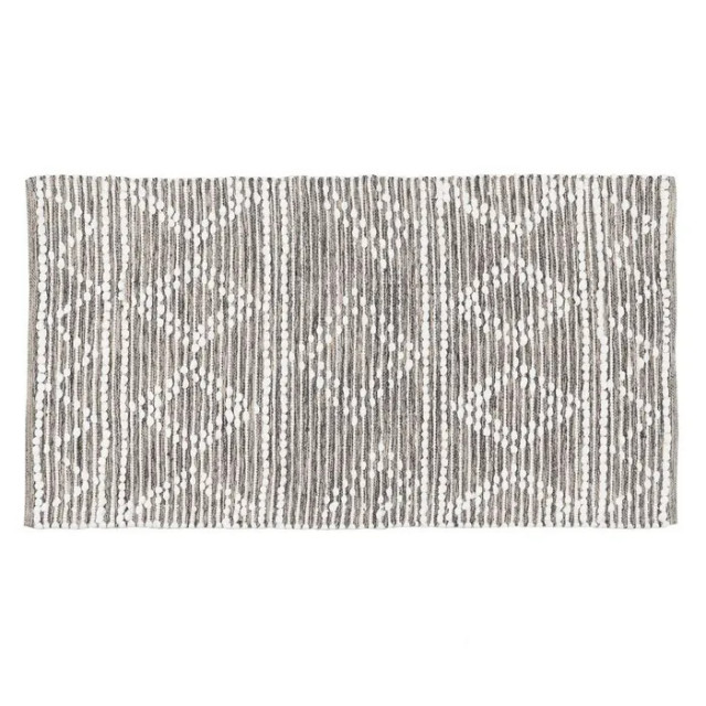 Covor dreptunghiular gri/alb din bumbac si poliester 80x150 cm Florida The Home Collection