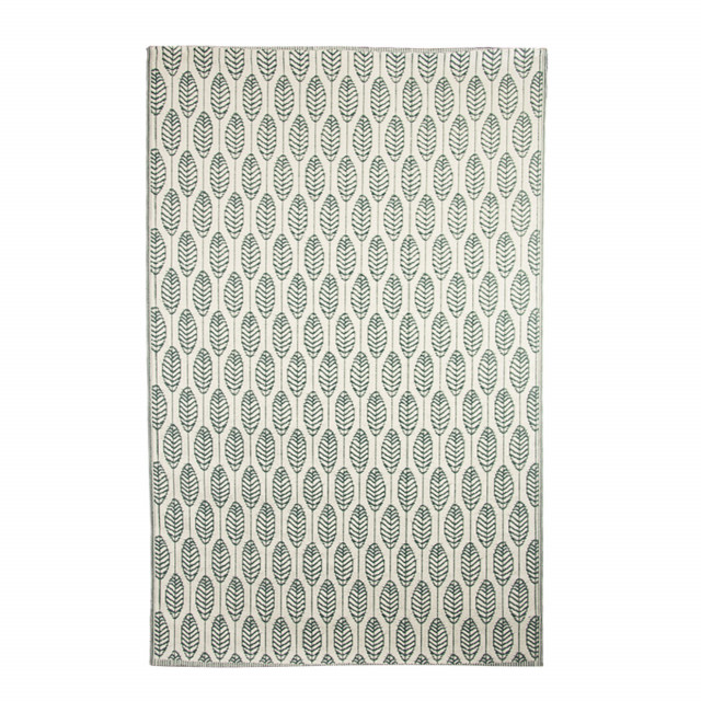 Covor reversibil pentru exterior verde/alb din fibre sintetice 150x243 cm Leaf Esschert Design