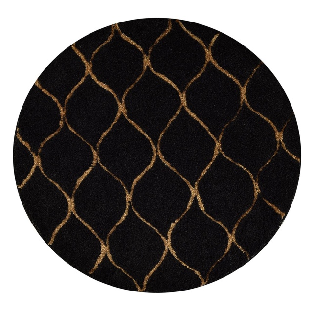 Covoras de baie negru/auriu din fibre sintetice 90 cm Infinity The Home Collection