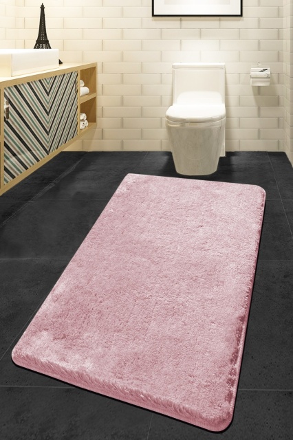 Covoras de baie roz din fibre sintetice 70x120 cm Havai The Home Collection