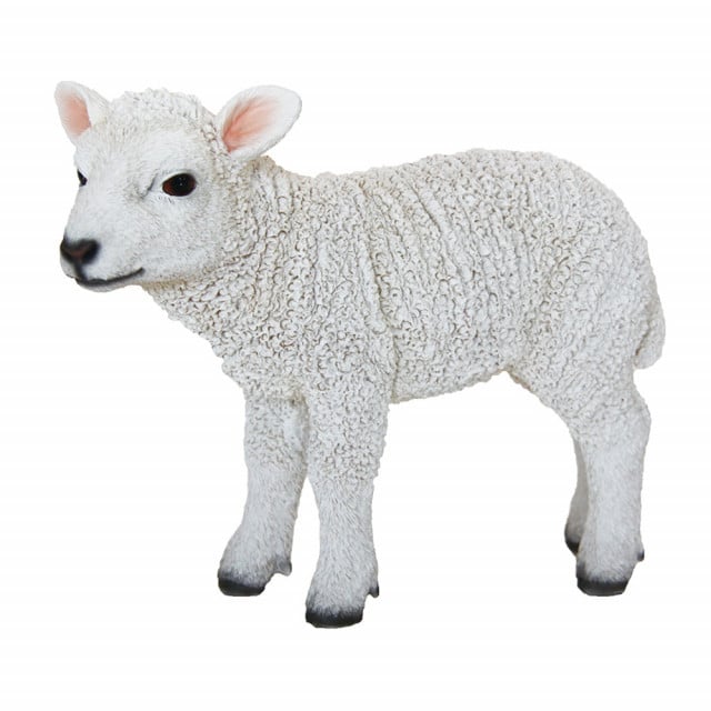 Decoratiune alba din fibre sintetice 20 cm Standing Lamb S Esschert Design