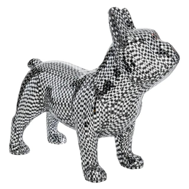 Decoratiune argintie din fibre sintetice 36 cm Bulldog Disco Kare