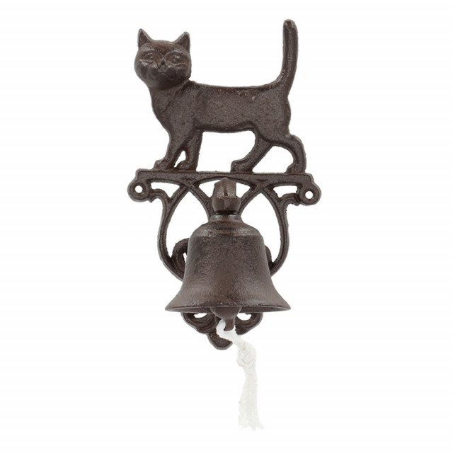 Decoratiune clopotel maro din fonta 35 cm Cat Esschert Design