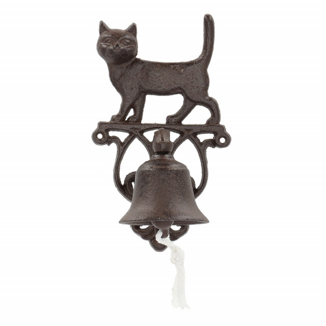 Decoratiune clopotel maro din metal 35 cm Cat Esschert Design