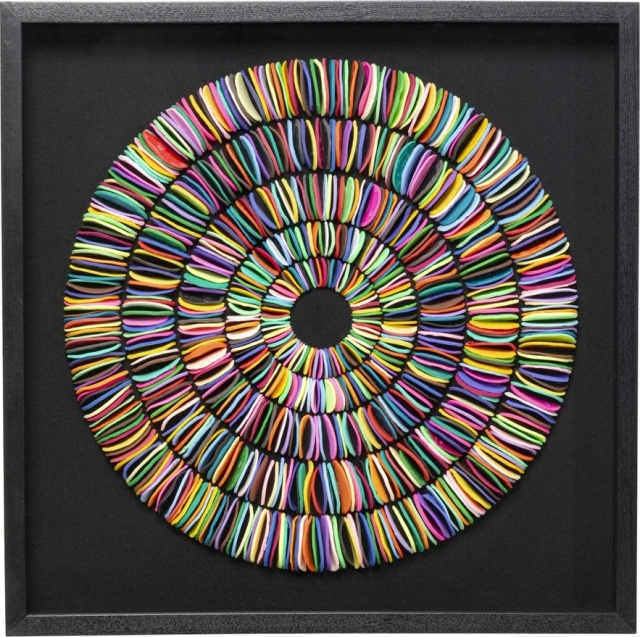 Decoratiune de perete multicolora din lemn 80x80 cm Pasta Circles Kare