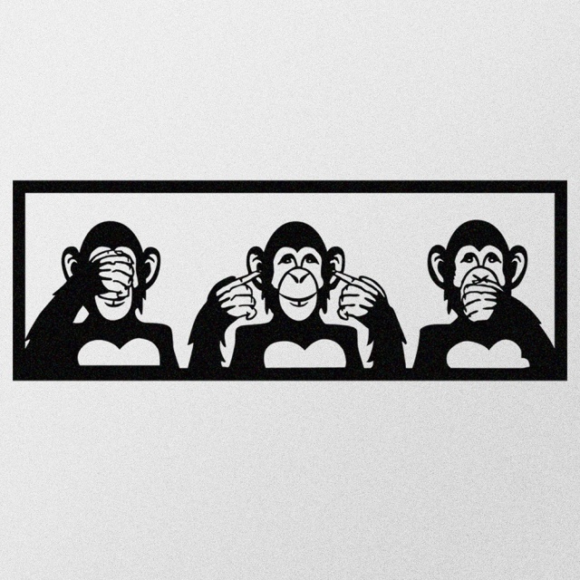 Decoratiune de perete neagra din metal 36x100 cm Three Monkeys The Home Collection