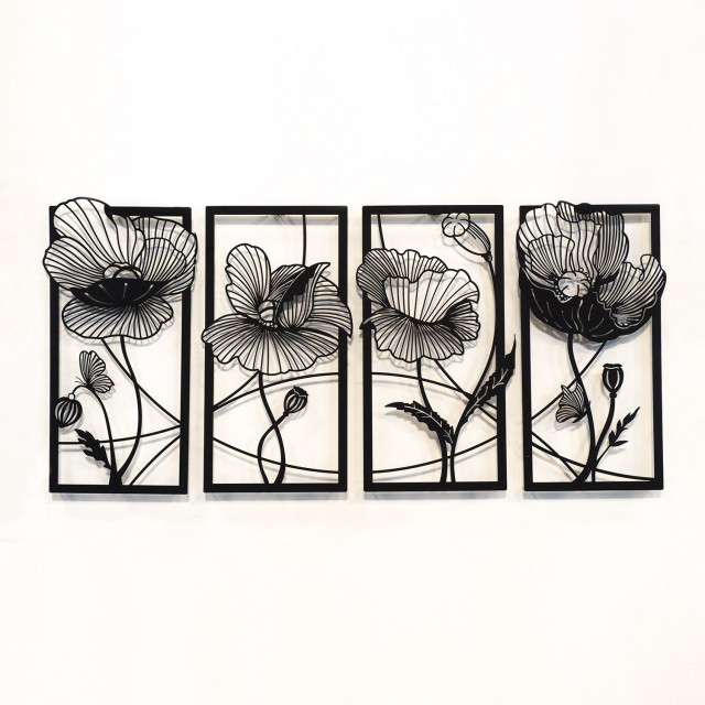 Decoratiune de perete neagra din metal 63x135 cm Blossom The Home Collection